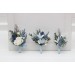 Wedding Boutonnieres & Wrist Corsage in Dusty Blue & White | Faux Flower Accessories