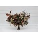 Wedding Bouquets in Dark Olive, Brown & Ivory | Faux Bridal & Bridesmaid Cascading Bouquets