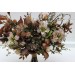 Wedding Bouquets in Dark Olive, Brown & Ivory | Faux Bridal & Bridesmaid Cascading Bouquets