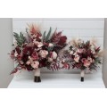 Wedding Bouquets in Burgundy, Dusty Rose & Blush Pink | Faux Bridal & Bridesmaid Cascading Bouquets