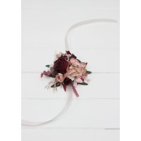  Wedding boutonnieres and wrist corsage  in burgundy dusty rose blush pink color scheme. Flower accessories. 5256