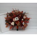 Wedding Bouquets in Rust, Burgundy & White | Faux Bridal & Bridesmaid Bouquets