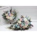 Summer Wedding Wildflower Cascading Bouquet | Dusty Blue, Blush Pink & Yellow Faux Bridal & Bridesmaid Bouquets
