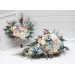 Summer Wedding Wildflower Cascading Bouquet | Dusty Blue, Blush Pink & Yellow Faux Bridal & Bridesmaid Bouquets
