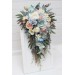 Summer Wedding Wildflower Cascading Bouquet | Dusty Blue, Blush Pink & Yellow Faux Bridal & Bridesmaid Bouquets