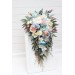 Summer Wedding Wildflower Cascading Bouquet | Dusty Blue, Blush Pink & Yellow Faux Bridal & Bridesmaid Bouquets