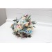 Summer Wedding Wildflower Cascading Bouquet | Dusty Blue, Blush Pink & Yellow Faux Bridal & Bridesmaid Bouquets