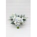Wedding Bouquets in White & Sky Blue | Wildflower Cascading Faux Bridal & Bridesmaid Bouquets