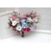 Wedding Bouquets in White, Dusty Blue & Magenta | Wildflower Cascading Faux Bridal & Bridesmaid Bouquets