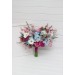 Wedding Bouquets in White, Dusty Blue & Magenta | Wildflower Cascading Faux Bridal & Bridesmaid Bouquets