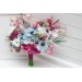 Wedding Bouquets in White, Dusty Blue & Magenta | Wildflower Cascading Faux Bridal & Bridesmaid Bouquets