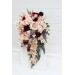 Wedding bouquets in burgundy blush pink colors. Bridal bouquet. Cascading bouquet. Faux bouquet. Bridesmaid bouquet. 5257