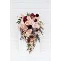 Romantic Faux Cascading Bouquets in Burgundy & Blush – Bridal and Bridesmaid Flowers
