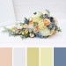 Spring & Summer Wedding Bouquets in Peach, Yellow & Dusty Blue | Faux Cascading Bridal & Bridesmaid Bouquets