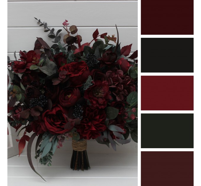 Wedding Bouquets in Burgundy – Classic & Cascading Artificial Bridal Bouquets