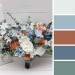 Spring & Summer Wedding Bouquets in White, Terracotta & Dusty Blue | Faux Bridal & Bridesmaid Cascading Bouquets
