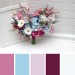 Wedding Bouquets in White, Dusty Blue & Magenta | Wildflower Cascading Faux Bridal & Bridesmaid Bouquets