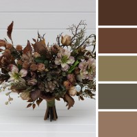 Dark olive brown ivory flowers. Bridal bouquet. Faux bouquet. Fall wedding. Boho wedding. Cascading bouquet. Bridesmaid bouquet. 5250