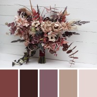 Wedding bouquets in beige brown mocha mousse burgundy colors. Bridal bouquet. Cascading bouquet. Faux bouquet. Bridesmaid bouquet. 5215