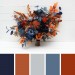 Wedding Bouquets in Navy Blue & Rust | Cascading Faux Bridal & Bridesmaid Bouquets