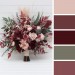 Wedding Bouquets in Burgundy, Dusty Rose & Blush Pink | Faux Bridal & Bridesmaid Cascading Bouquets
