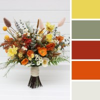 Wildflowers bouquet. Spring summer wedding flowers. Burnt orange yellow ivory bridal bouquet. Silk flowers. Chamomiles poppies bouquet. Faux bouquet. Bridesmaid bouquet. 5252