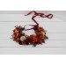 Burgundy rust ivory flower crown. Hair wreath. Flower girl crown. Wedding flowers. 0025