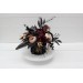 Deep purple black gold beige centerpiece. Table decor. Flowers in box. Wedding flowers. Halloween wedding. 5194