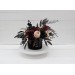 Deep purple black gold beige centerpiece. Table decor. Flowers in box. Wedding flowers. Halloween wedding. 5194