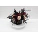 Deep purple black gold beige centerpiece. Table decor. Flowers in box. Wedding flowers. Halloween wedding. 5194