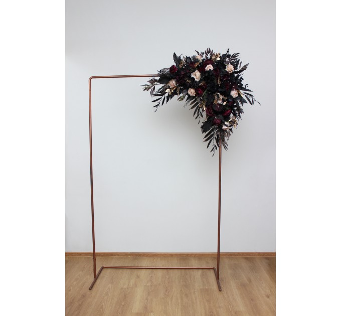  Flower arch arrangement in deep purple black gold beige colors.  Arbor flowers. Floral archway. Faux flowers for wedding arch. Halloween wedding. BLACK