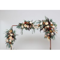  Flower arch arrangement in rust brown ivory colors.  Arbor flowers. Floral archway. Faux flowers for wedding arch. 0019