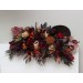  Flower arch arrangement in rust burgundy cinnamon colors.  Arbor flowers. Floral archway. Faux flowers for wedding arch. 0022