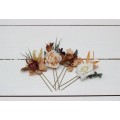 Set of 4 hair pins in rust brown ivory color scheme. Hair accessories. Flower accessories for wedding. 0019