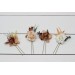 Set of 4 hair pins in rust brown ivory color scheme. Hair accessories. Flower accessories for wedding. 0019