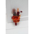  Wedding boutonniere and wrist corsage  in burgundy rust ivory color theme. Flower accessories. 0025