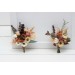 Buttonhole Wedding boutonnieres and wrist corsage in rust brown ivory color theme. Flower accessories. 0019