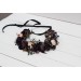 Deep purple black gold beige flower crown. Hair wreath. Flower girl crown. Wedding flowers. Halloween wedding. 5194