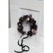 Deep purple black gold beige flower crown. Hair wreath. Flower girl crown. Wedding flowers. Halloween wedding. 5194