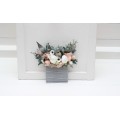 Pocket boutonniere in beige white gray blush pink color scheme. Flower accessories. Pocket flowers. Square flowers. 5261