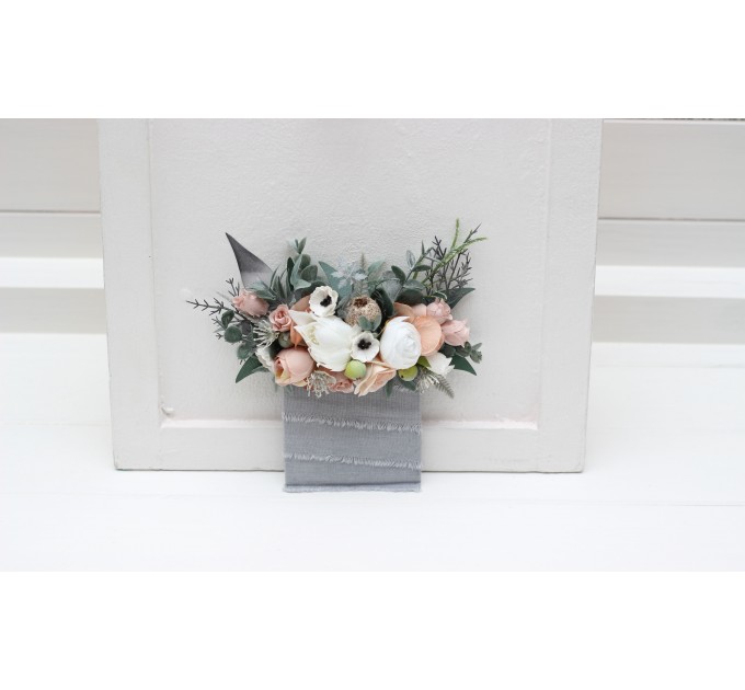 Pocket Boutonniere in Beige, White, Gray & Blush Pink | Faux Flower Accessories