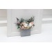 Pocket boutonniere in beige white gray blush pink color scheme. Flower accessories. Pocket flowers. Square flowers. 5261