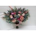 Wedding Bouquets in Burgundy, Dusty Rose & Blue | Cascading Faux Bridal & Bridesmaid Bouquets