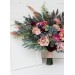 Wedding Bouquets in Burgundy, Dusty Rose & Blue | Cascading Faux Bridal & Bridesmaid Bouquets