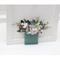 Pocket Boutonniere in Dusty Blue, Blush Pink & Yellow | Wildflower Faux Flower Accessories