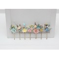  Set of  7 bobby pins in  pastel color scheme. Hair accessories. Flower accessories for wedding.  5259