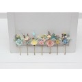 Set of 7 bobby pins in pastel color scheme. Hair accessories. Flower accessories for wedding. 5259
