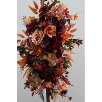  Flower arch arrangement in plum purple orange rust beige colors.  Arbor flowers. Floral archway. Faux flowers for wedding arch. 5260