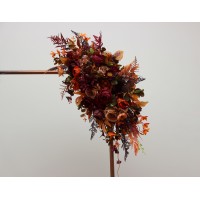  Flower arch arrangement in plum purple orange rust beige colors.  Arbor flowers. Floral archway. Faux flowers for wedding arch. 5260