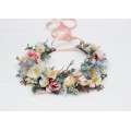 Pastel flower crown. Wildflowers floral crown. Hair wreath. Flower girl crown. Wedding flowers. 5259